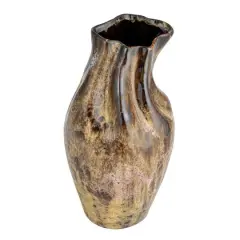 Hello Honey&reg; 10.5" Multicolor Hand-Painted Stoneware Organic Vase with Reactive Glaze