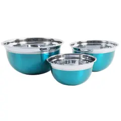 Oster Rosamond Turquoise Stainless Steel Mixing Bowl Set