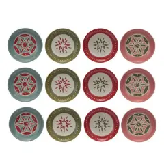 Hello Honey&reg; 5" Hand-Painted Holiday Star Wax Relief Round Stoneware Plate Set