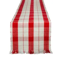 DII&reg; 72" Red Tinsel Plaid Fringed Table Runner
