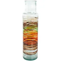 22" Multicolor Swirl Glass Cylinder Vase