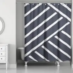 Herringbone Shower Curtain Navy