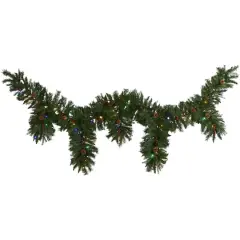 9ft. Pre-Lit Hanging Icicle Berries & Pinecones Christmas Garland, Multicolor LED Lights