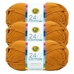 3 Pack Lion Brand&reg; 24/7 Cotton&reg; Yarn Amber