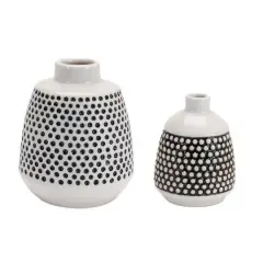 Black & White Bubbled Ceramic Bud Vase Set