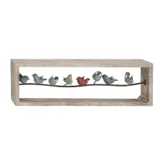Whitewashed Wood Farmhouse Birds Wall Accent