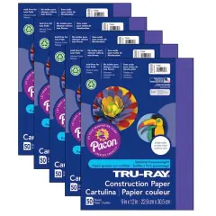Tru-Ray&reg; 9" x 12" Construction Paper, 5 Packs of 50 Sheets Purple