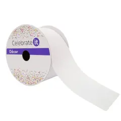 2.5" x 25ft. Faux Linen Wired Ribbon by Celebrate It&trade; D&eacute;cor White