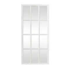 White Wood Farmhouse Rectangular Wall Mirror 48" x 22"