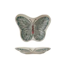 Hello Honey&reg; 8.5" White & Blue Whimsical Butterfly Stoneware Plate