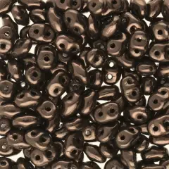 Superduo Two-Hole Czech Glass Beads Jet Copper Solid