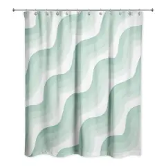 74" Wave Print Shower Curtain Green