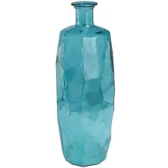 29" Teal Recycled Glass Tall Spanish Bottleneck Vase