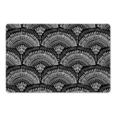 18" x 27" Black & White Bohemian Fan Sketch Pattern Floor Mat