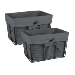 DII&reg; Medium Gray Lined Vintage Wire Basket, 2ct.