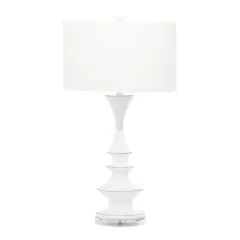 30" White Polystone & Iron Traditional Table Lamp
