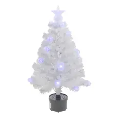 3ft. Fiber Optic Color Changing White Artificial Christmas Tree with Iridescent Ball Ornaments & Star