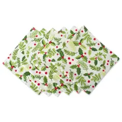 DII&reg; Boughs Of Holly Print Napkin Set, 6ct.