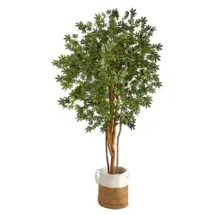 6ft. Japanese Maple Artificial Tree in Handmade Natural Jute and Cotton Planter