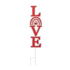 Glitzhome&reg; 36" Valentine's Metal Rainbow "LOVE" Yard Stake