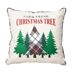 Glitzhome&reg; Farm Fresh Heavy Cotton Christmas Tree Throw Pillow