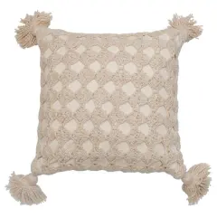 Hello Honey&reg; Crocheted Square Throw Pillow with Tassels