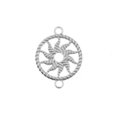 John Bead 21mm Silver Sun Circle Beadwork Pendants, 4ct.