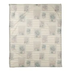 Shell Panels Coral Fleece Blanket Yellow Stripe
