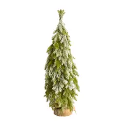 3ft. Unlit Snow Flocked Down Swept Holiday Artificial Christmas Tree in Burlap Base