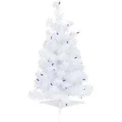 2ft. Pre-Lit White Iridescent Pine Artificial Christmas Tree, Blue Lights