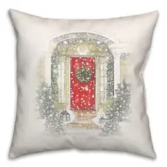 Home For Holidays Door 18x18 Throw Pillow