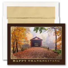 JAM Paper Blank Covered Bridge Thanksgiving Thank You Cards & Envelopes Set, 25ct.