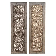 Brown Seagrass & Wood Abstract Wall D&eacute;cor Set