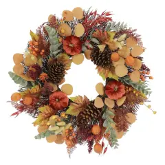24" Designer Premium Floral Pumpkin & Eucalyptus Wreath by Ashland&reg;