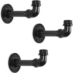 NEX&trade; Black Industrial Iron Pipe Wall Hooks, 3ct.