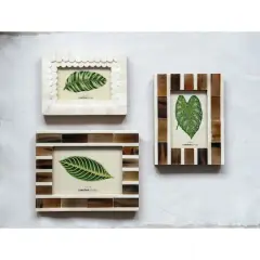 Hello Honey&reg; White Scalloped Bone & Wood 4" x 6" Photo Frame