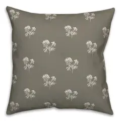 18" Small Blooms Indoor/Outdoor Pillow Taupe