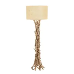 Beige Wood Rustic Floor Lamp, 62" x 22" x 22"
