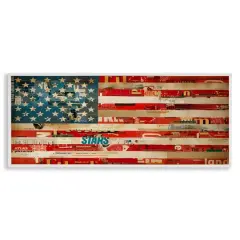 Stupell Industries Patriotic Collaged Flag Framed Giclee Art White