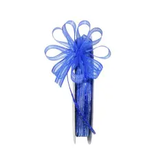 JAM Paper 3/8" x 25yd. Perfect Pull Bow Ribbon Royal Blue and Silver