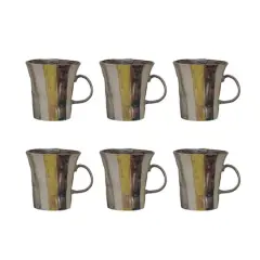 Hello Honey&reg; 16oz. Rustic Striped Stoneware Mugs, 6ct.