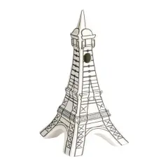 Hello Honey&reg; 11.7" White & Black Decorative Stoneware Eiffel Tower Vase