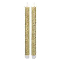 12" Gold Glittered Flameless Taper Candles, 2ct.