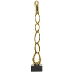 51" Aluminum Tall Linked Floor Abstract Sculpture with Black Base Gold