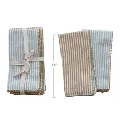 Hello Honey&reg; Striped Cotton Napkins with Scalloped Edges Set