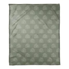 Blooming Bush Coral Fleece Blanket Green