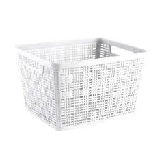 White Plastic Wicker Storage Basket by Simply Tidy&reg;
