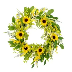 30'' Green and Yellow Sunflower Floral Spring Wreath