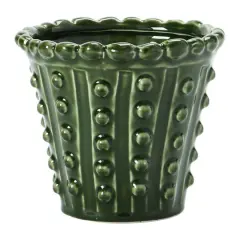 Hello Honey&reg; Green Stoneware Hobnail Planter