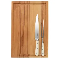 Martha Stewart Cream Goswell 3 Piece Carving Board & Cutlery Set